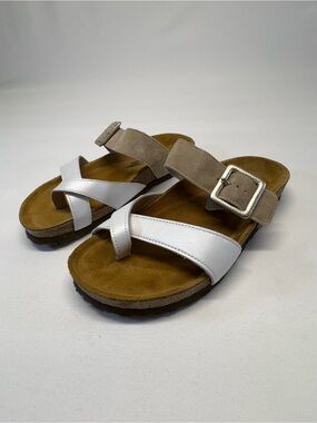 NWOB Authentic Naot Fresno Sandals - White/Sandstone - Size 37 (Runs Large!)